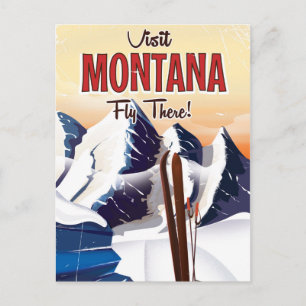 Montana Ski Vintager Reiseausdruck Postkarte