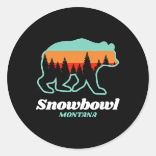 Montana Snowbowl Skifahren Snowboardfahren Bär Runder Aufkleber