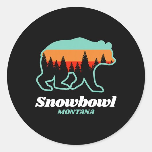 Montana Snowbowl Skiing Snowboarding Bear Runder Aufkleber (Vorderseite)