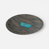 Montana Staat Form Aquamarin Pappteller (Schrägansicht)