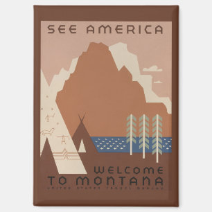 Montana Staat: Indianerstämme, Berge, Prärie Magnet