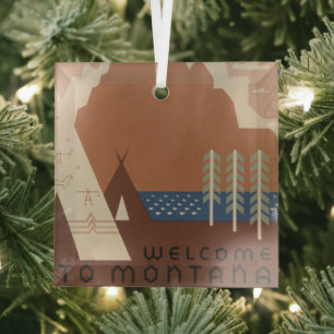 Montana Staat: Indianerstämme, Berge, Prärie Ornament Aus Glas