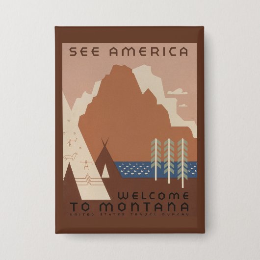 Montana Staat: Indische Stämme, Berge, Prärie Button (Vorderseite)