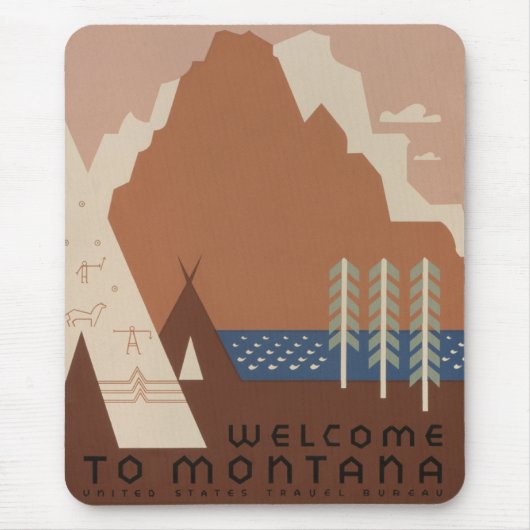 Montana Staat: Indische Stämme, Berge, Prärie Mousepad (Vorne)