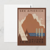Montana Staat: Indische Stämme, Berge, Prärie Postkarte (Vorne/Hinten)
