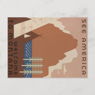 Montana Staat: Indische Stämme, Berge, Prärie Postkarte