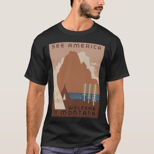Montana Staat: Indische Stämme, Berge, Prärie T-Shirt (Vorderseite)