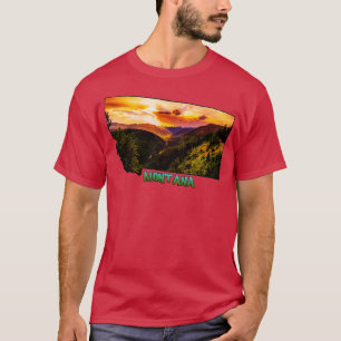 Montana Staat Kontur T-Shirt