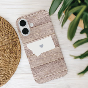 Montana Staat Silhouette Rustikales Holzsehen iPhone 16 Hülle
