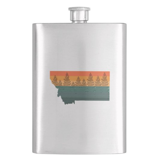 Montana Staat Tree Silhouette Flachmann (Vorderseite)