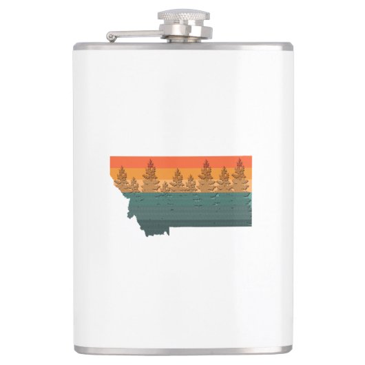 Montana Staat Tree Silhouette Flachmann (Vorderseite)