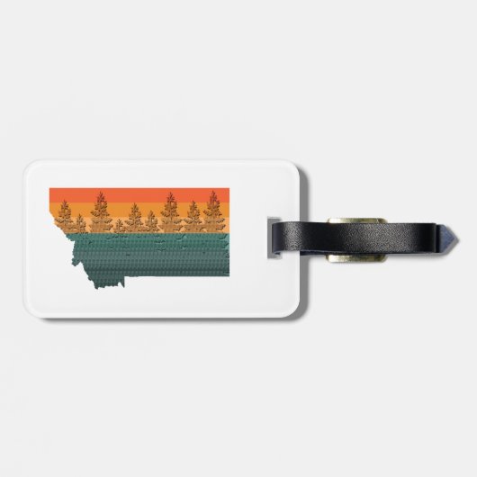 Montana Staat Tree Silhouette Gepäckanhänger (Rückseite horizontal)