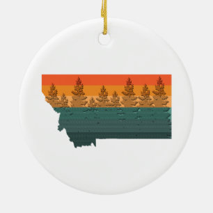 Montana Staat Tree Silhouette Keramik Ornament