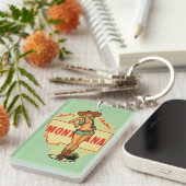 Montana Staat Vintages Button Schlüsselanhänger (Vorderseite rechts)