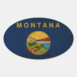 Montana Staatsflagge VINTAGE.png Ovaler Aufkleber