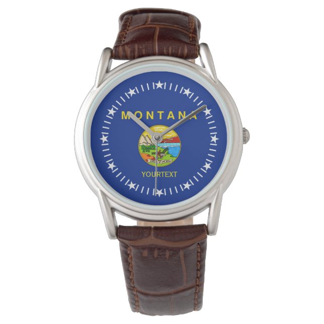 Montana State Flag Watch Design Armbanduhr (Vorderseite)