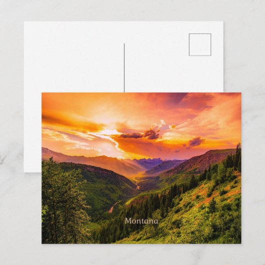 Montana Sunset Postkarte (Vorne/Hinten)