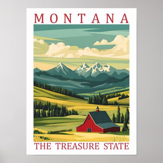 Montana The Treasure Staat USA Travel Place Poster (Vorne)