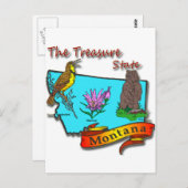 Montana Treasure Staat Bär Blume Postkarte (Vorne/Hinten)