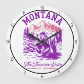 Montana Treasure State Bär Große Wanduhr (Vorderseite)