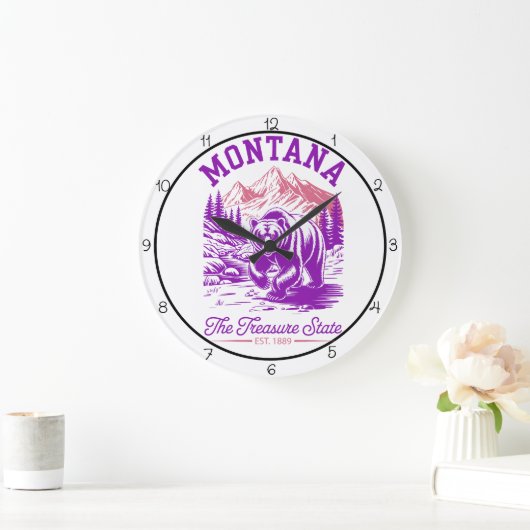 Montana Treasure State Bär Große Wanduhr (Zuhause)