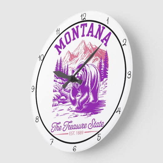 Montana Treasure State Bear Große Wanduhr (Winkel)