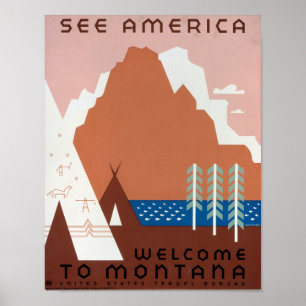 Montana unbearbeitete Vintage-Fotos alte ästhetisc Poster