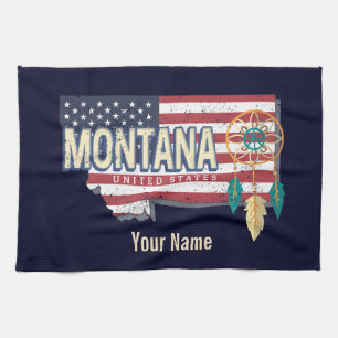 Montana United Staaten Retro Staat Map Vintag USA Geschirrtuch