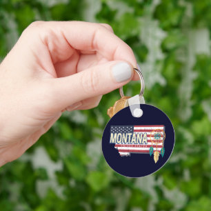 Montana United Staaten Retro Staat Map Vintag USA Schlüsselanhänger