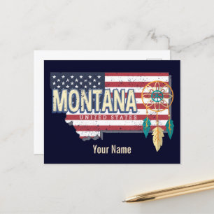 Montana Vereinigte Staaten Retro-Staatskarte Vinta Feiertagspostkarte
