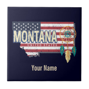 Montana Vereinigte Staaten Retro-Staatskarte Vinta Fliese