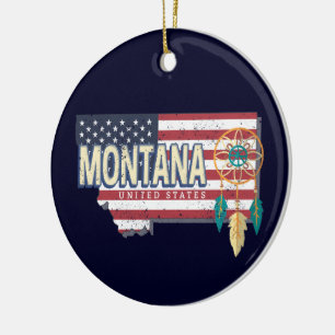 Montana Vereinigte Staaten Retro-Staatskarte Vinta Keramik Ornament
