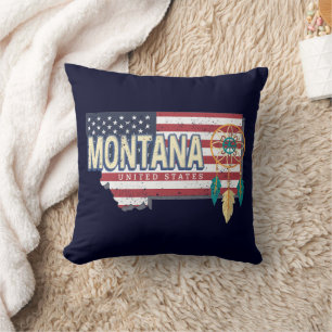 Montana Vereinigte Staaten Retro-Staatskarte Vinta Kissen