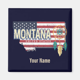 Montana Vereinigte Staaten Retro-Staatskarte Vinta Magnet
