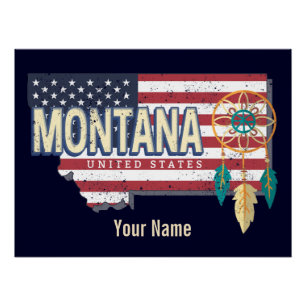 Montana Vereinigte Staaten Retro-Staatskarte Vinta Poster