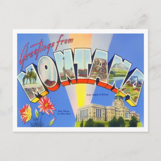 Montana Vintag Big Letters Postkarte (Vorderseite)
