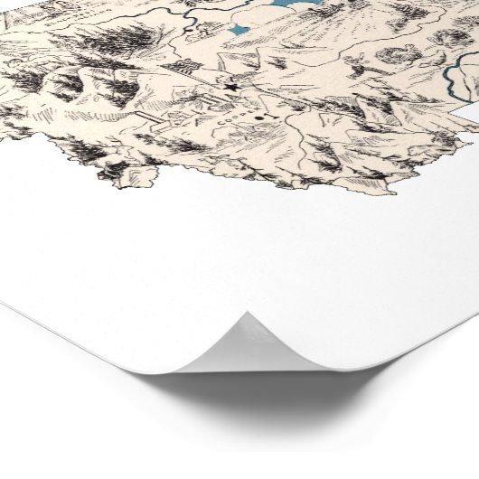 Montana Vintage Bilderkarte Staat Diagramm Poster (Ecke)