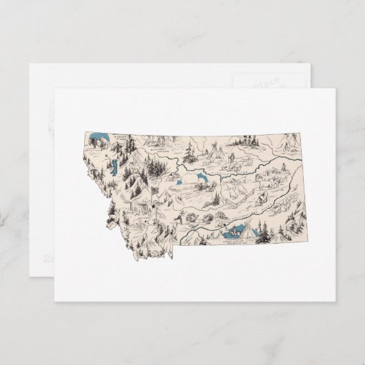 Montana Vintage Bilderkarte Staat Diagramm Postkarte (Vorne/Hinten)