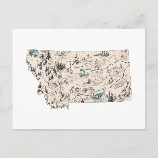 Montana Vintage Bilderkarte Staat Diagramm Postkarte (Vorderseite)