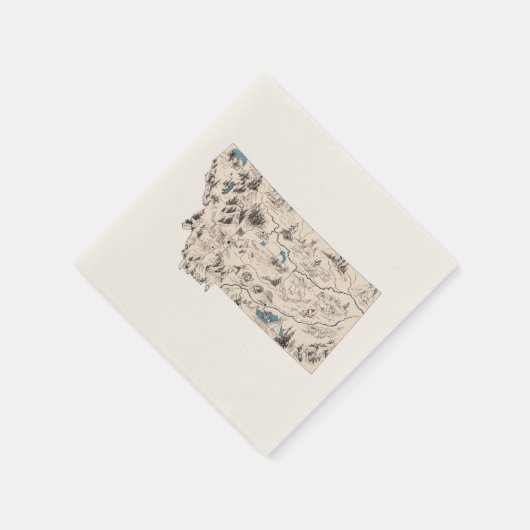 Montana Vintage Bilderkarte Staat Diagramm Serviette (Ecke)