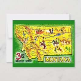 Montana Vintage illustrierte Landkarte Postkarte