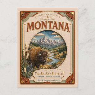 Montana Vintage Paper Cut American Arcana Postkarte