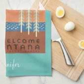 Montana Vintage Poster, Name der Dienststelle, Aqu Geschirrtuch (Viertel Falte)