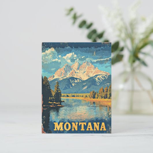Montana Vintage Travel Poster Postkarte (Stehend Vorderseite)