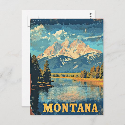 Montana Vintage Travel Poster Postkarte (Vorne/Hinten)