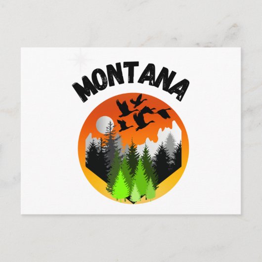 Montana Vögel, Berge und Bäume. Outdoorsmen Postkarte (Vorderseite)