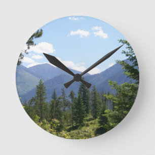 Montana Wald und Berge Panoramablick Runde Wanduhr