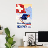 Montana Wallis Schweizer Suisee Schweiz Berge Poster (Heimbüro)