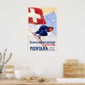 Montana Wallis Schweizer Suisee Schweiz Berge Poster (Küche)
