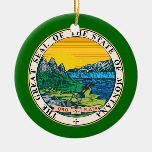Montana-Wappen-Weihnachtsverzierung Keramikornament (Vorne)